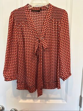 The Limited Red, Black and White Geometric Print Blouse